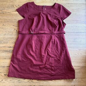 Modcloth Plus Sz Shift Dress Womens 4X Jersey Stretch Maroon Career Office Belt